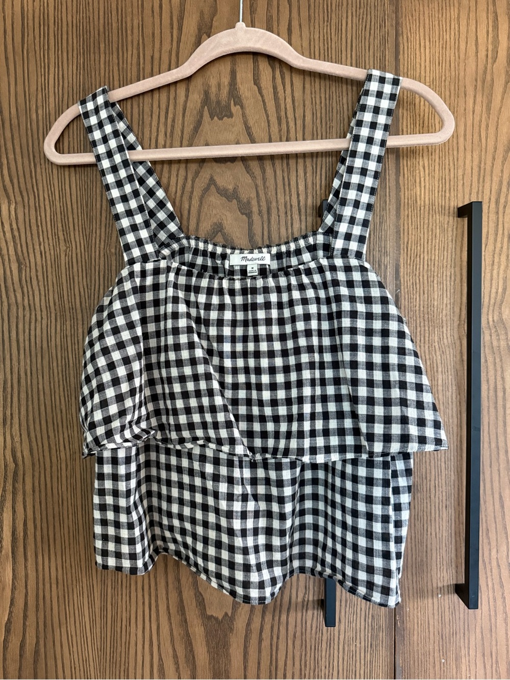 Madewell two-tiered black and white Gingham Ruffle Tank Top - Women medium - Picture 4 of 6